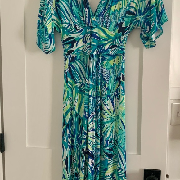 Lilly Pulitzer Parigi Maxi Dress Women's Dress Bright Navy Armadilly Dally (S) - Picture 3 of 4